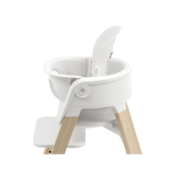 Chaise haute Steps complète avec baby set et plateau Blanc / Natural