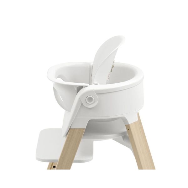 Chaise haute Steps complète avec baby set et plateau Blanc / Natural
