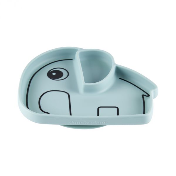 Assiette bébé silicone antidérapante Elphee bleue