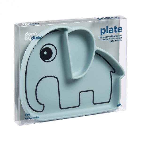 Assiette bébé silicone antidérapante Elphee bleue