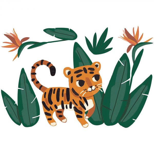 Planche de stickers 64 x 130 cm - Jungle et Tigre