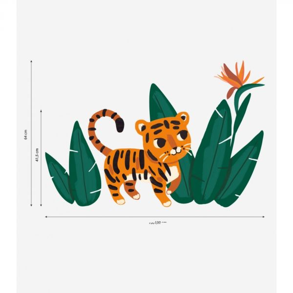 Planche de stickers 64 x 130 cm - Jungle et Tigre