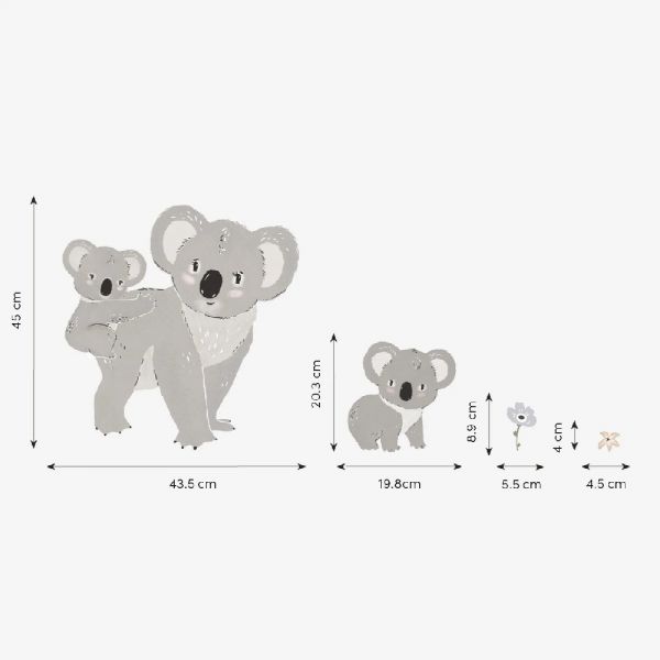 Planche de grands stickers Famille Koalas