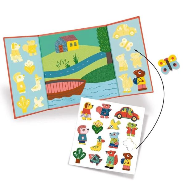 Stickers repositionnables avec triptyque à décorer Les animaux