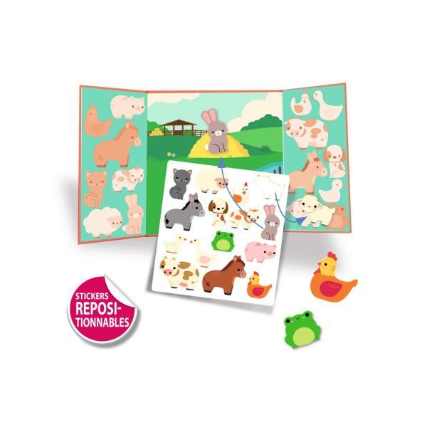 Stickers repositionnables avec décors Les animaux de la ferme