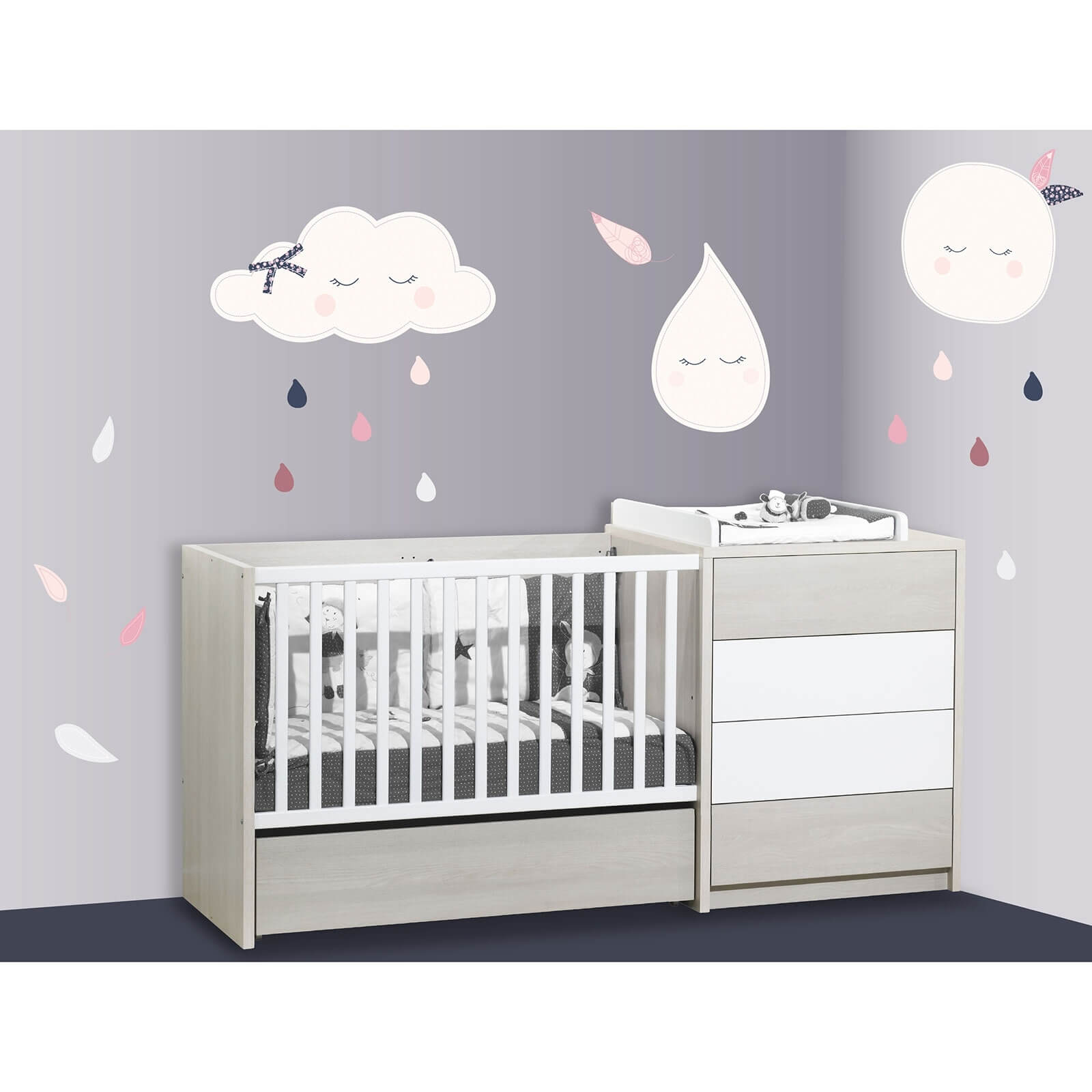 Sauthon Baby Deco Stickers Muraux Nuage Miss Fleur De Lune Made In Bebe