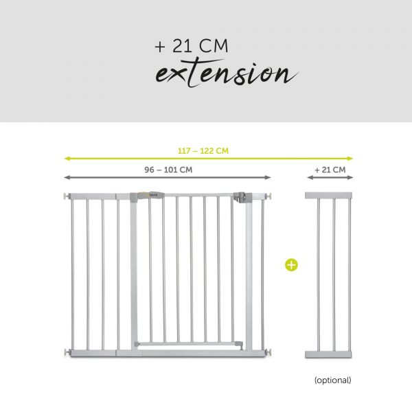 Barrière + Extension de barrière de sécurité Stop N Safe 21 cm silver