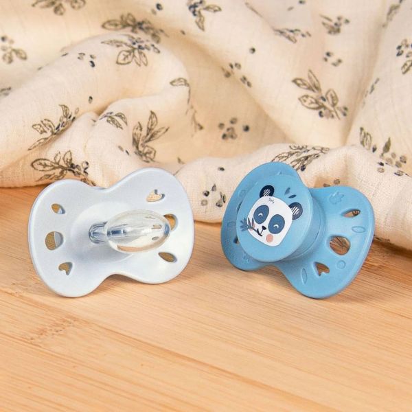 Lot de 2 sucettes anatomiques 18 mois+ Animaux Bleu clair et foncé