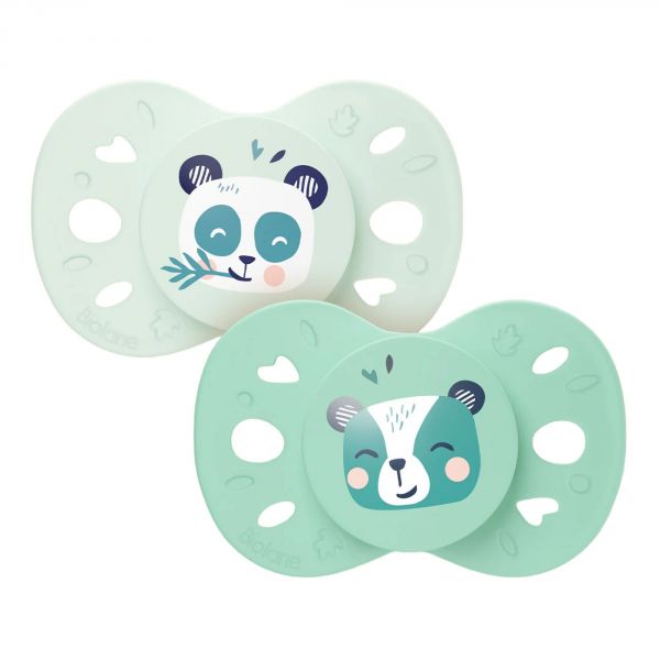 Lot de 2 sucettes anatomiques 18 mois+ Animaux Vert clair et foncé