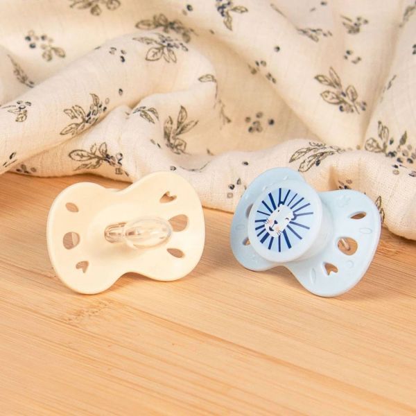 Lot de 2 sucettes anatomiques 6-18 mois Animaux Bleu et beige