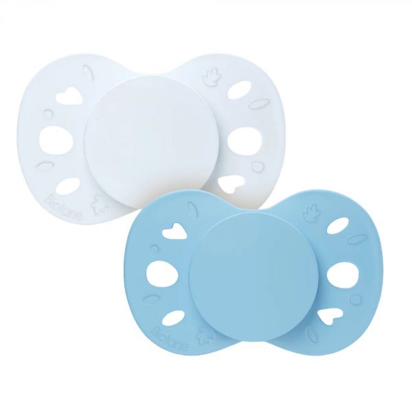 Lot de 2 sucettes anatomiques 18 mois+ Essentielle Bleu clair et foncé