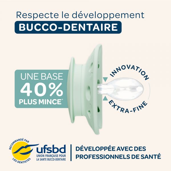 Lot de 2 sucettes anatomiques 18 mois+ Essentielle Bleu clair et foncé