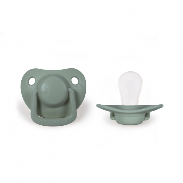 Lot de 2 sucettes anatomique en silicone 0-6m - Moss Green