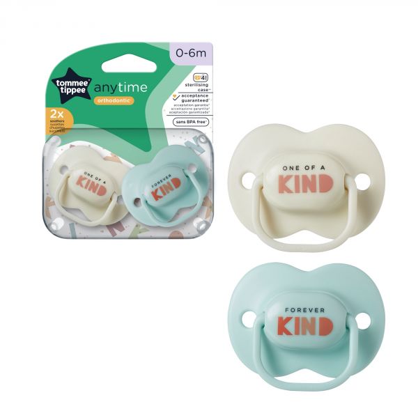Lot de 2 sucettes Anytime 0-6m (coloris aléatoire)