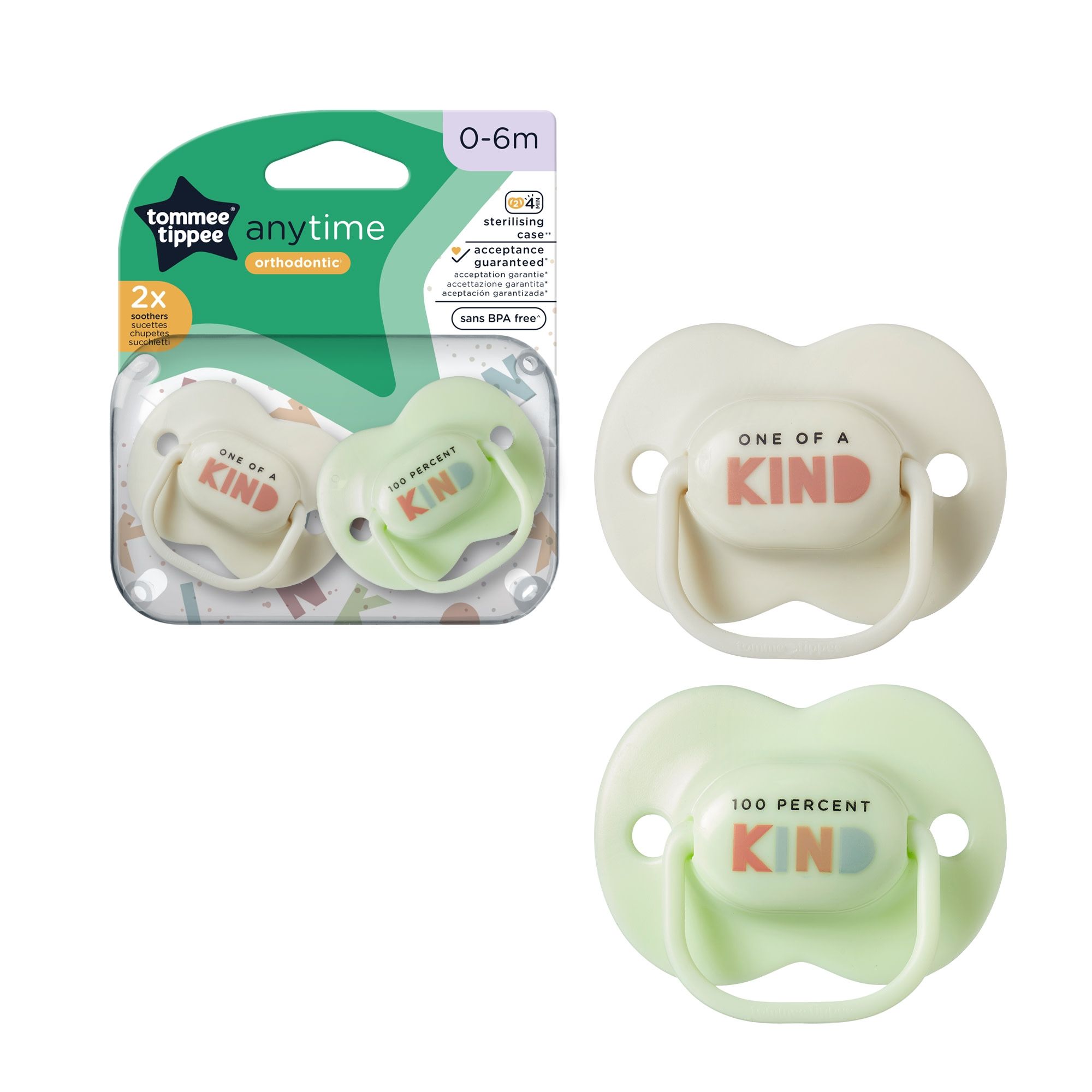 sucettes  TOMMEE TIPPEE ANYTIME 2 SUCETTES 0-6M