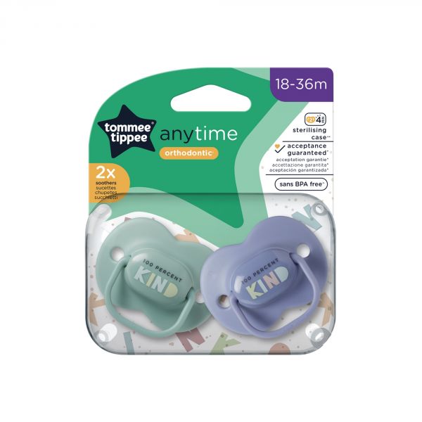 Lot de 2 sucettes Anytime 18-36 mois (coloris aléatoire)