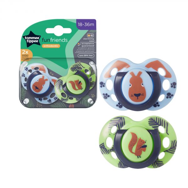 Lot de 2 Sucettes Closer to Nature Fun 18-36 mois aléatoire