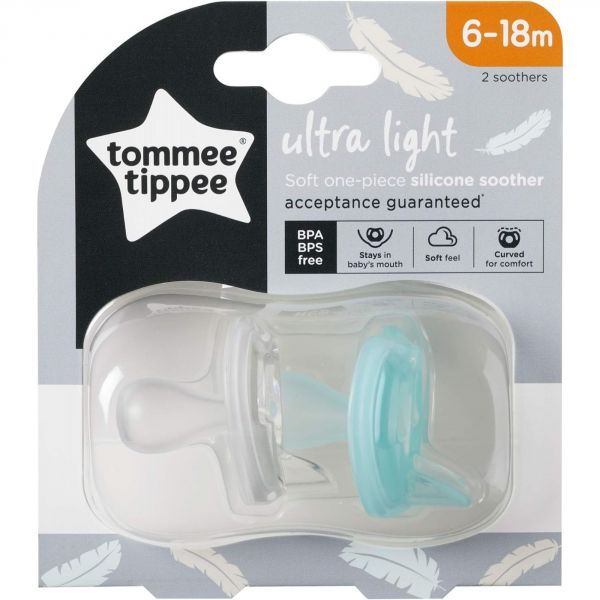 Lot de 2 sucettes en silicone ultra légère 0-6 mois