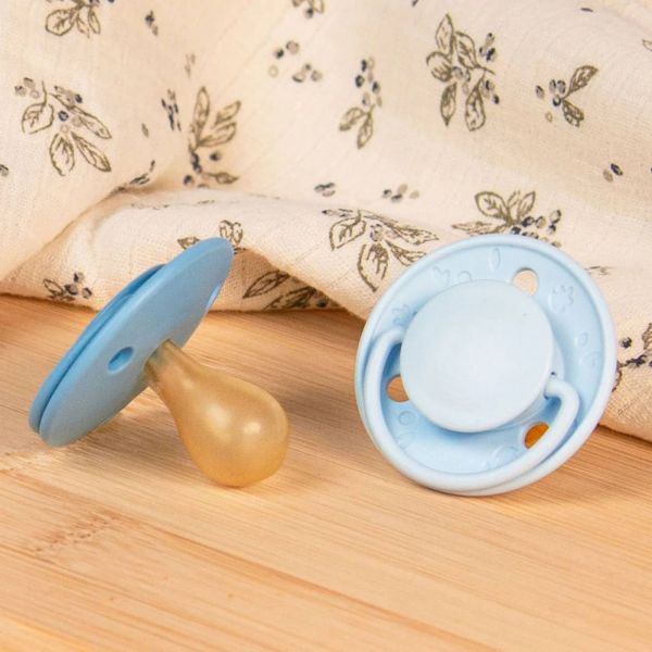 Lot de 2 sucettes rondes 6 mois+ Originale Bleu clair et foncé