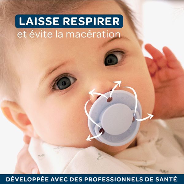 Lot de 2 sucettes rondes 6 mois+ Originale Bleu clair et foncé