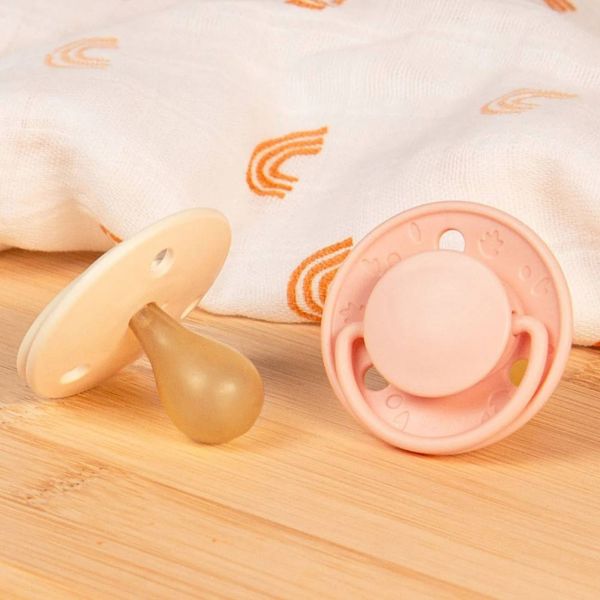Lot de 2 sucettes rondes 6 mois+ Originale Rose et beige