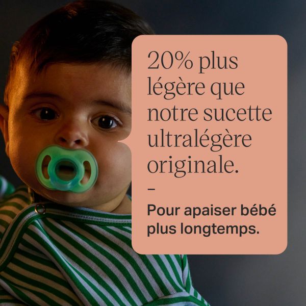 Lot de 4 sucettes ultra-légère toujours en place jour & nuit 6-18 mois
