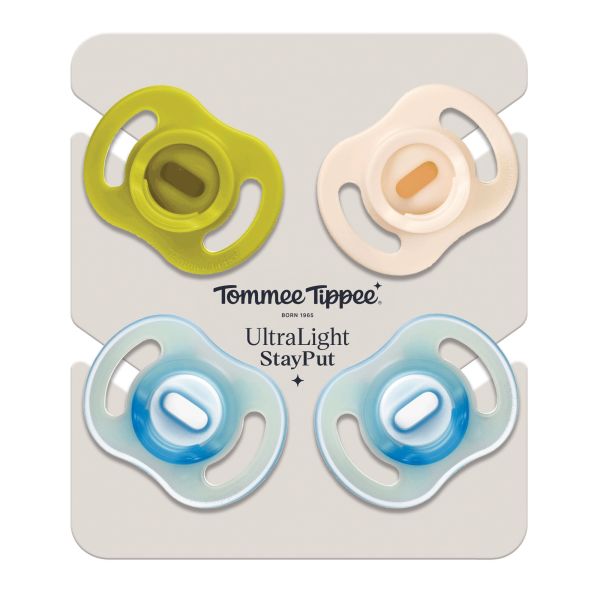 Lot de 4 sucettes ultra-légère toujours en place jour & nuit 6-18 mois