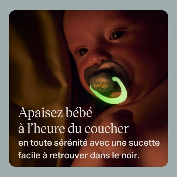 Lot de 4 sucettes nuit phosphorescentes 0-6 mois