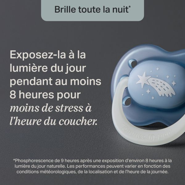 Lot de 4 sucettes nuit phosphorescentes 0-6 mois