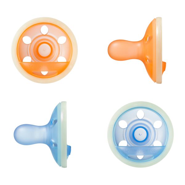 Lot de 4 sucettes silicone bébé 0-6 mois phosphorescentes