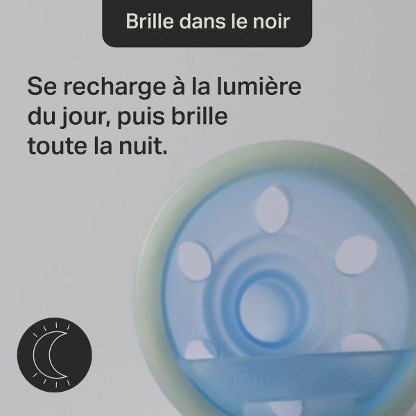 Lot de 4 sucettes silicone bébé 0-6 mois phosphorescentes