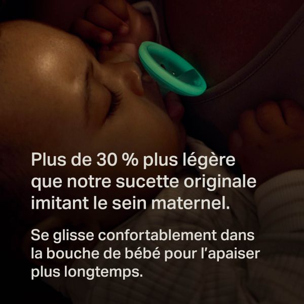 Lot de 4 sucettes silicone bébé 6-18 mois phosphorescentes