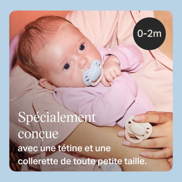 Lot de 4 sucettes bébé 0-2 mois silicone