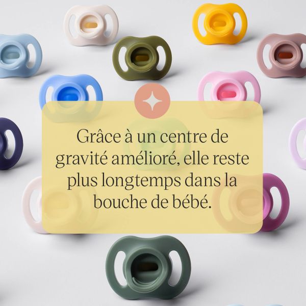 Lot de 4 sucettes ultra-légère toujours en place 0-6 mois