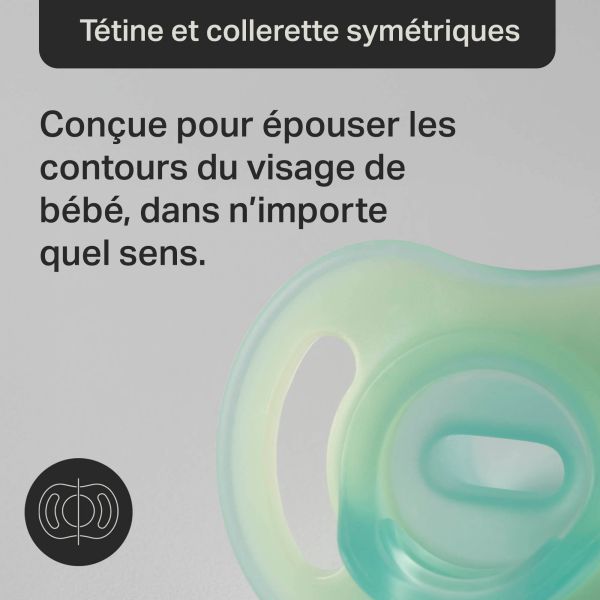 Lot de 4 sucettes ultra-légère toujours en place jour & nuit 0-6 mois