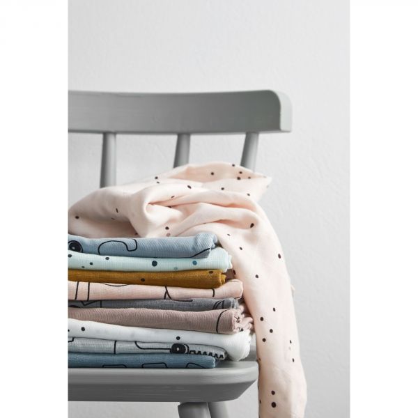 Lot de 2 langes dreamy dots moutarde