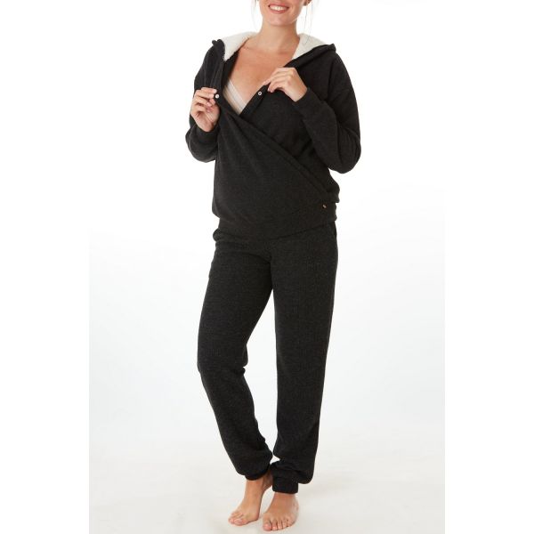 Veste à capuche de maternité et d'allaitement Sweet Home Noir taille M