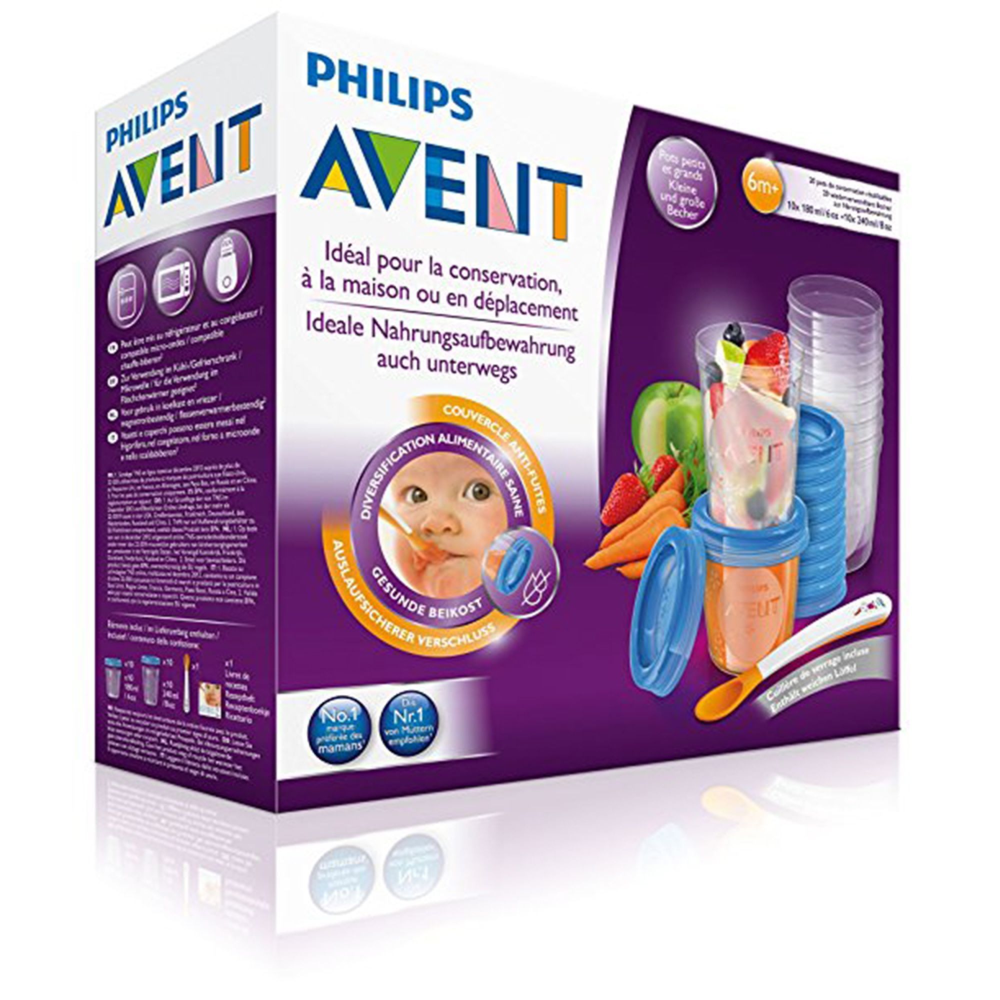 Philips Avent Pots de conservation 10x180 ml et 10x240 ml avec