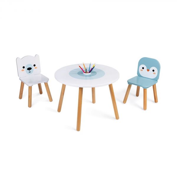 Table et chaises en bois enfant banquise