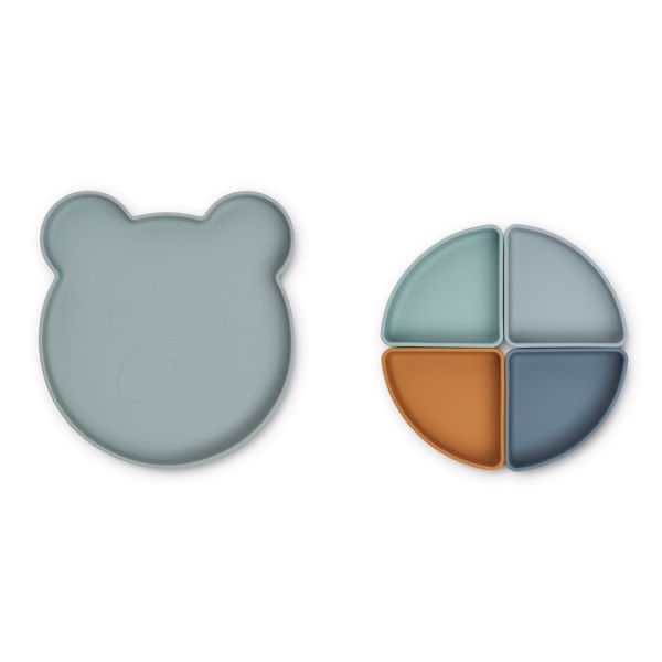 Assiette compartimentée Arne Mr Bear blue fog multi mix