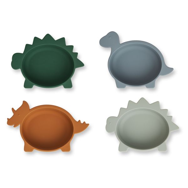 Lot de 4 bols en silicone Dino Blue Multi Mix