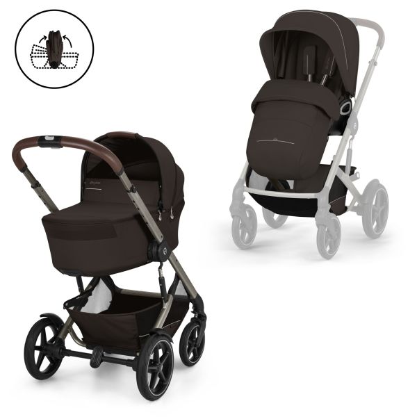 Poussette duo tout terrain Talos S Lux 4 avec nacelle pliable Chocolate Brown