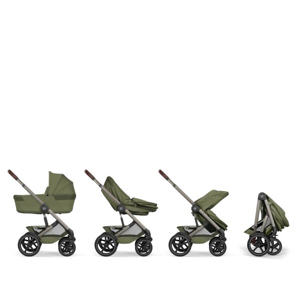 Poussette duo tout terrain Talos S Lux 4 avec nacelle pliable Moss Green
