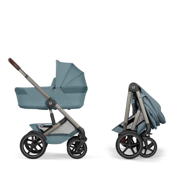 Poussette duo tout terrain Talos S Lux 4 avec nacelle pliable Stormy Blue