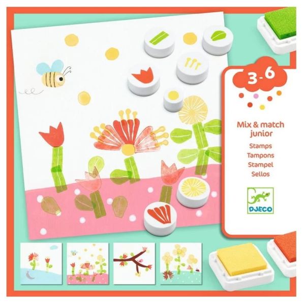 Coffret Tampons encreurs pour enfant Avec des fleurs