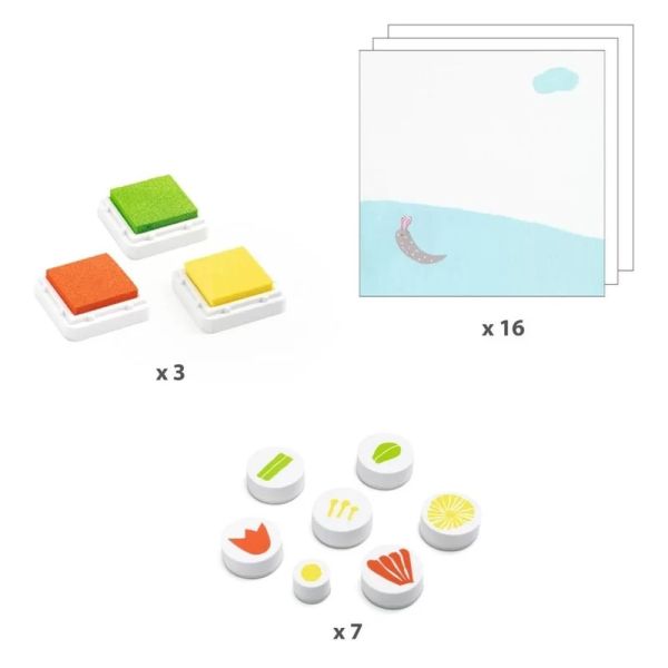 Coffret Tampons encreurs pour enfant Avec des fleurs