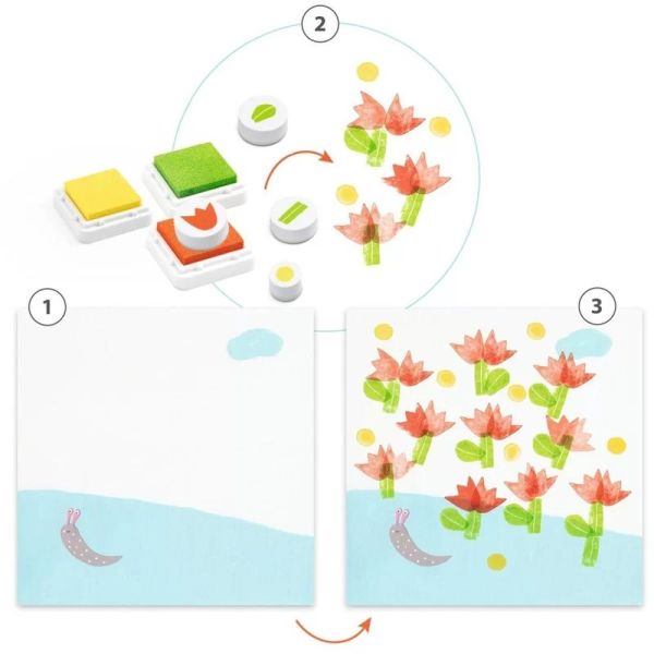 Coffret Tampons encreurs pour enfant Avec des fleurs