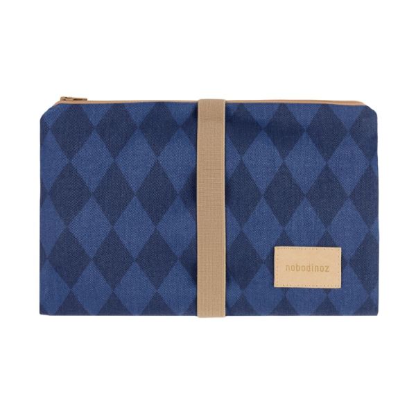Tapis à langer nomade imperméable Hyde Park Denim Blue Diamonds