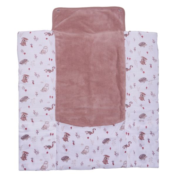 Tapis à langer pliable avec poches gaze de coton clairière / Mocha