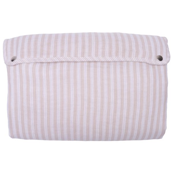 Tapis à langer pliable avec poches gaze de coton rayé galet